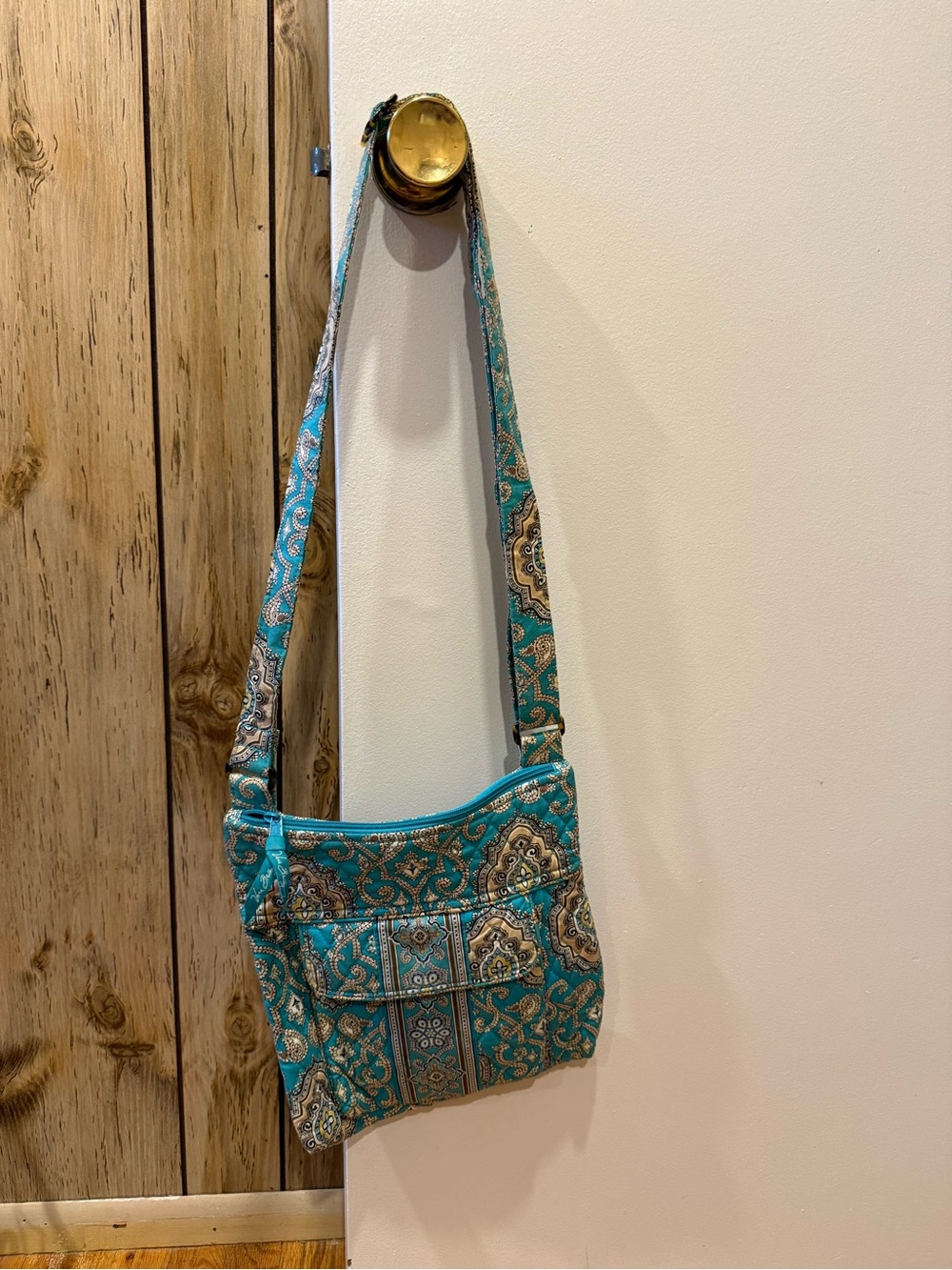 Vera Bradley Teal Paisley Quilted Crossbody Bag
